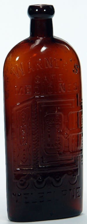 Warners Safe Medicines Melbourne Red Amber glass bottle