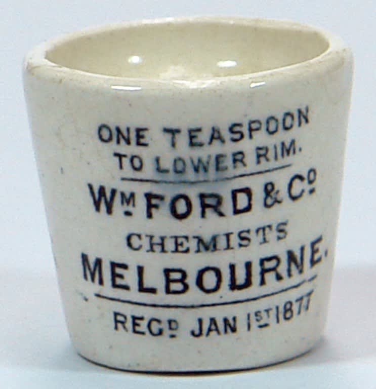 Ford Chemists Melbourne Ceramic Printed Dose Cup