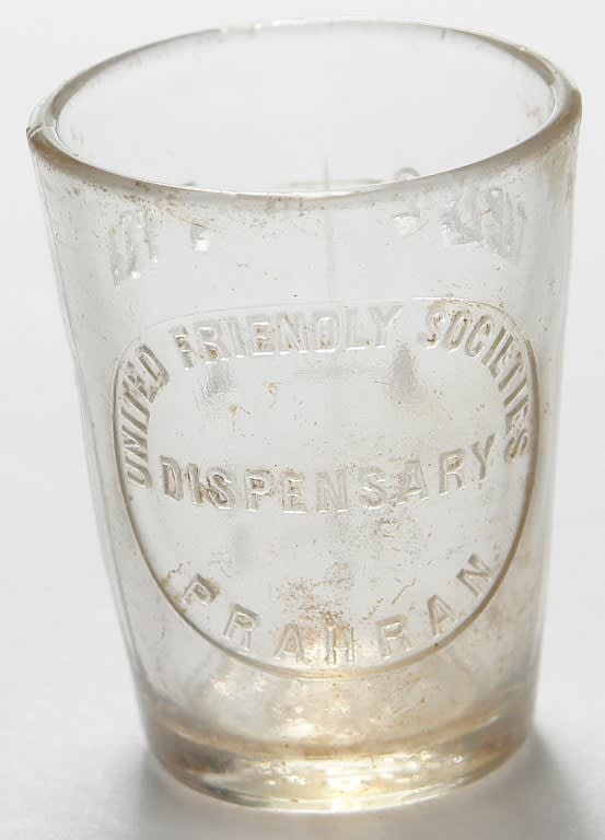 United Friendly Societies Dispensary Prahran Medicine Glass