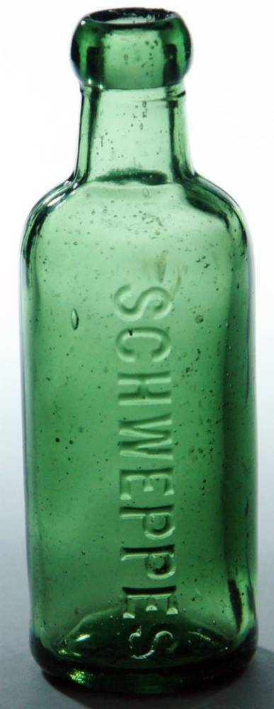 Schweppes Tall Cylinder Green Glass Bottle