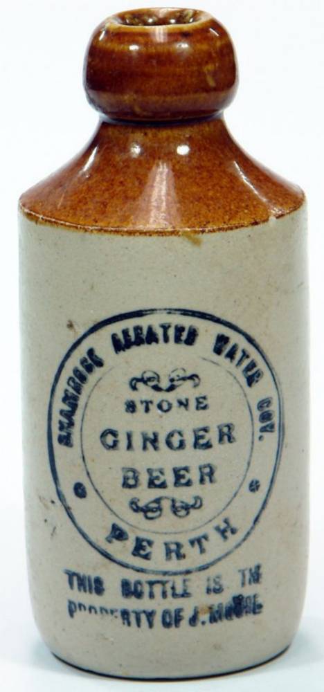 Shamrock Aerated Water Co Perth Ginger Beer Bottle