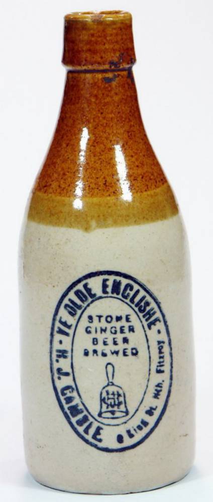 Gamble North Fitzroy Handbell Stoneware Ginger Beer Bottle