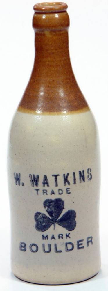 Watkins Boulder Shamrock Stoneware Ginger Beer Bottle
