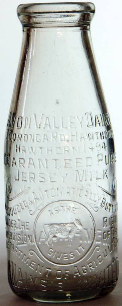 Avon Valley Dairy Tooroonga Hawthorn Pint Milk Bottle