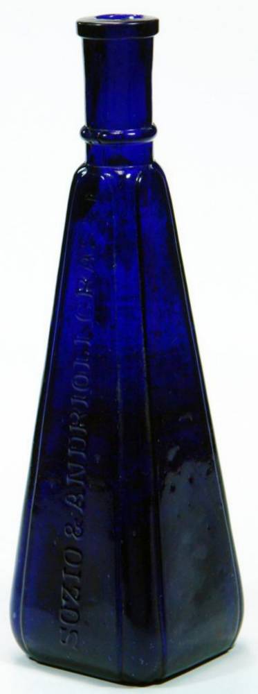 Sozio Andrioli Grasse Cobalt Blue Antique Perfume Bottle