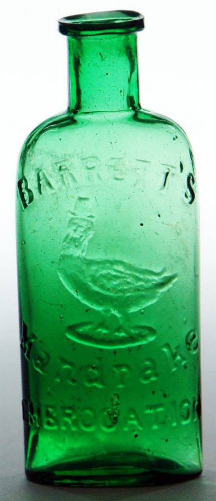 Barrett's Mandrake Embrocation Green Quack Cure Bottle