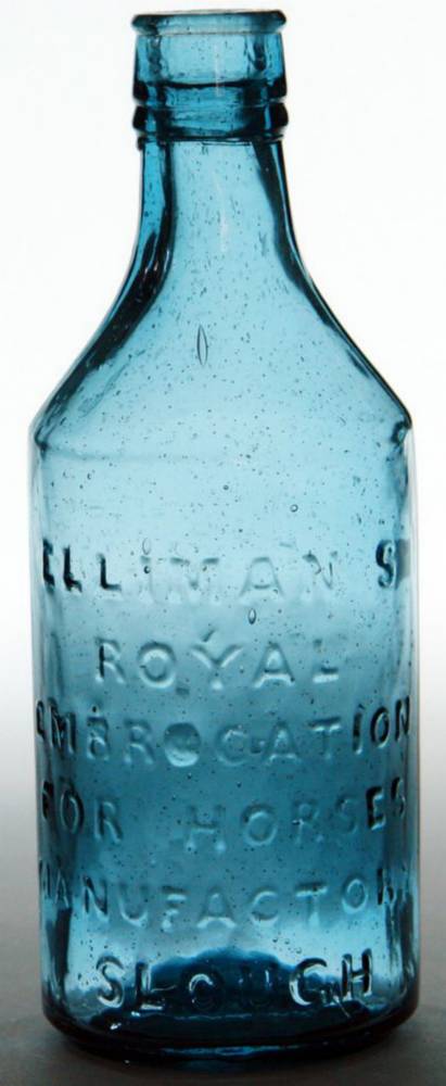 Elliman's Royal Embrocation Slough Blue Glass Veterinarian botlte