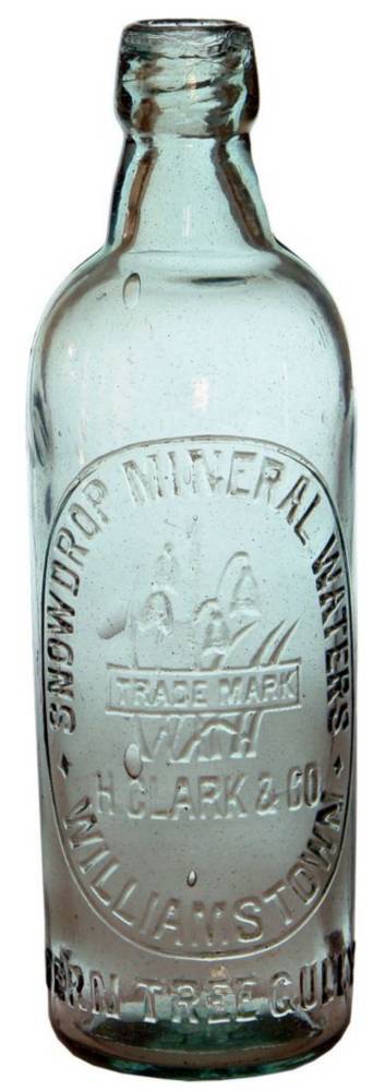 Snowdrop Mineral Water Clark Williamstown Aerated Water Bottle