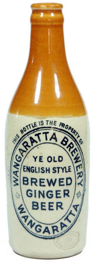 Wangaratta Brewery Red Top Stoneware Ginger Beer Bottle