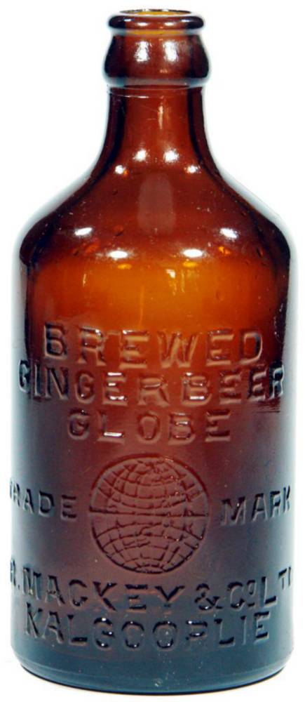Mackey Globe Kalgoorlie Brewed Ginger Beer Glass Bottle
