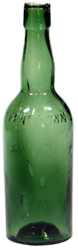 Kent Town Preserving Co Green Glass Sauce Bottle