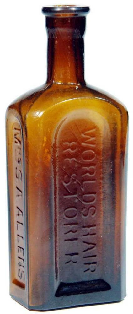 Allen Worlds Hair Restorer Amber Glass Bottle