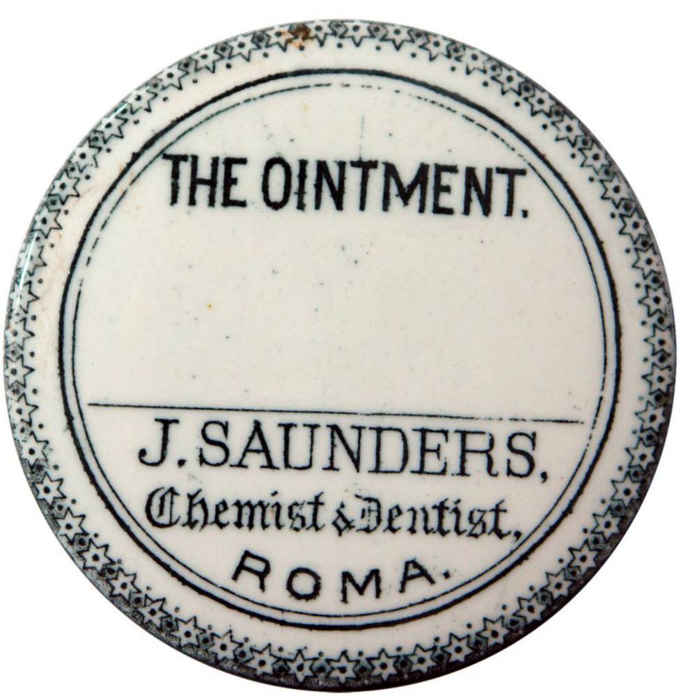 Saunders Ointment Chemist Dentist Roma Pot Lid