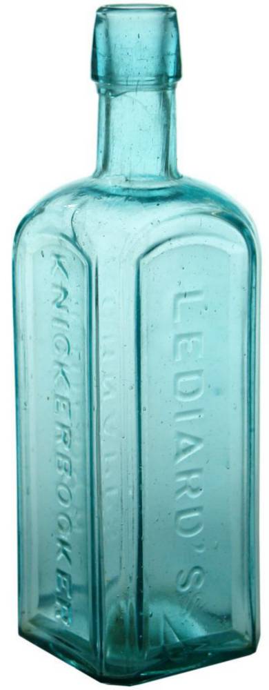 Lediard's Knickerbocker Schiedam Schnapps Aqua Glass Bottle