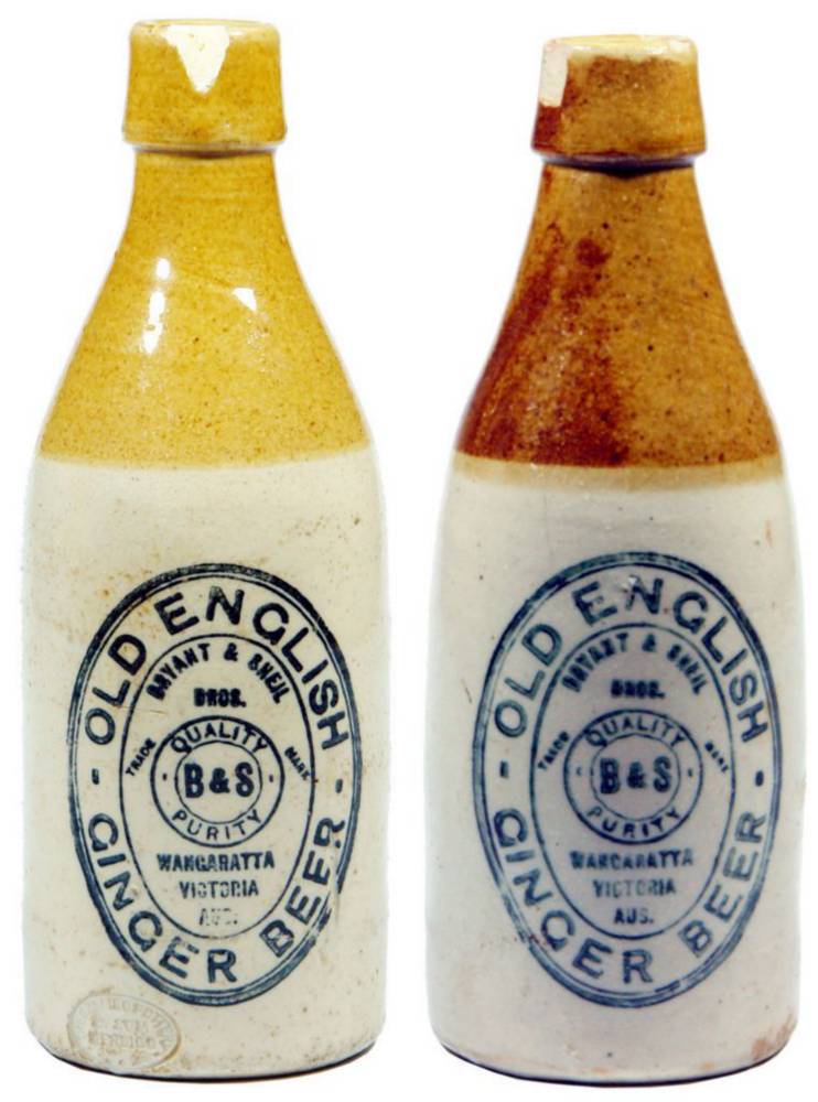 Bryant Sheil Wangaratta Stoneware Ginger Beer Bottles