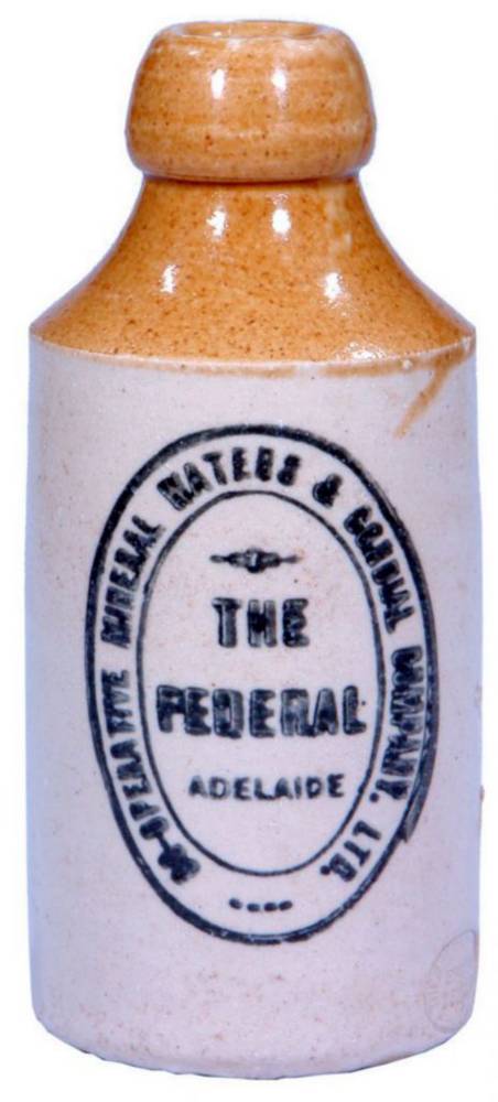 Federal Mineral Waters Adelaide Ginger Beer Bottle