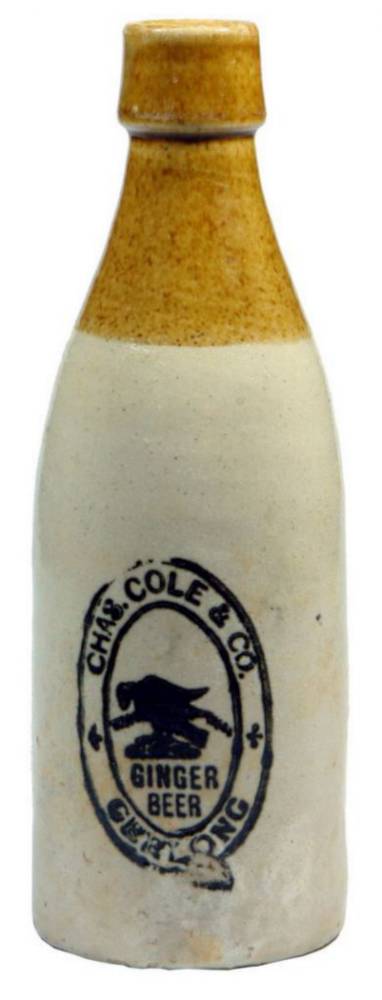 Chas Cole Geelong Stoneware Ginger Beer Bottle