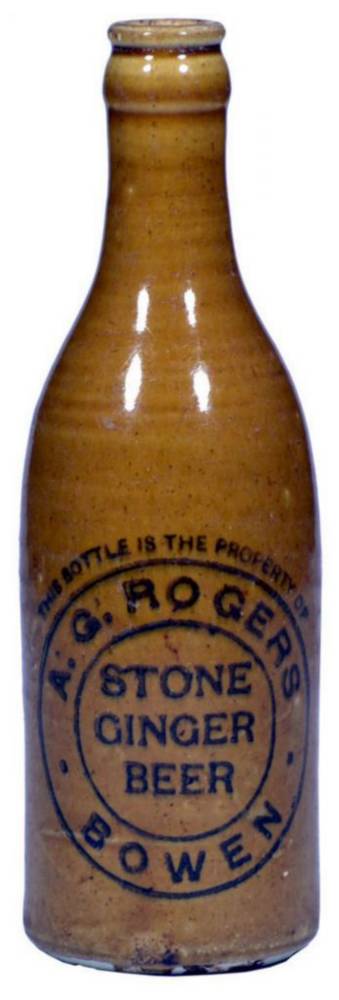 Rogers Bowen Stoneware Crown Seal Ginger Beer Bottle