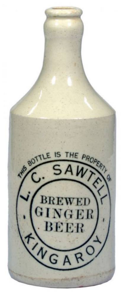 Sawtell Kingaroy Brewed Ginger Beer Stoneware Bottle
