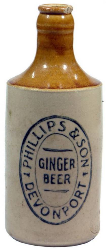 Phillips Ginger Beer Devonport Stoneware Crown Seal Bottle