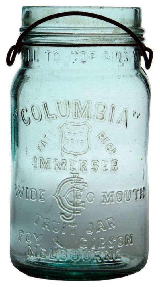 Columbia Immerser Foy Gibson Fruit Jar