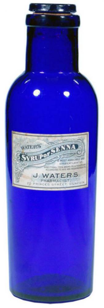Waters Syrup Senna Dunedin Cobalt Blue Bottle