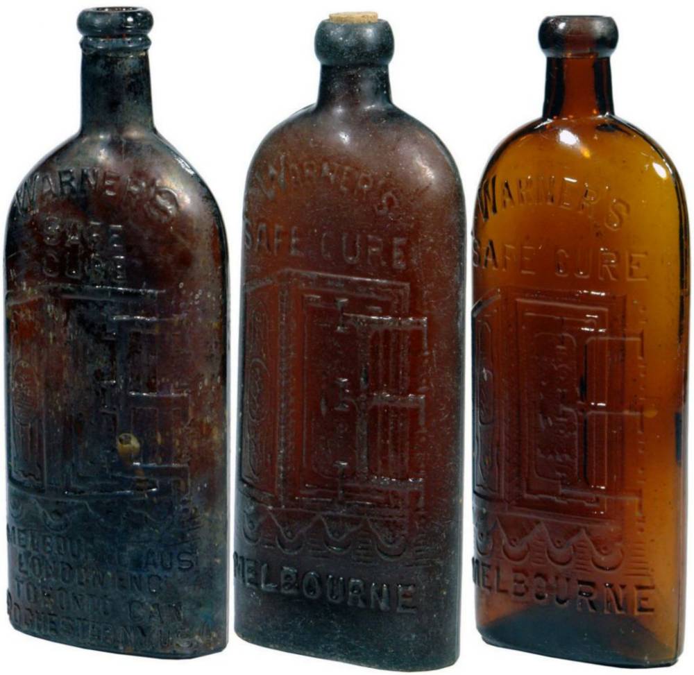 Warners Safe Cure Melbourne Four Cities Bottles