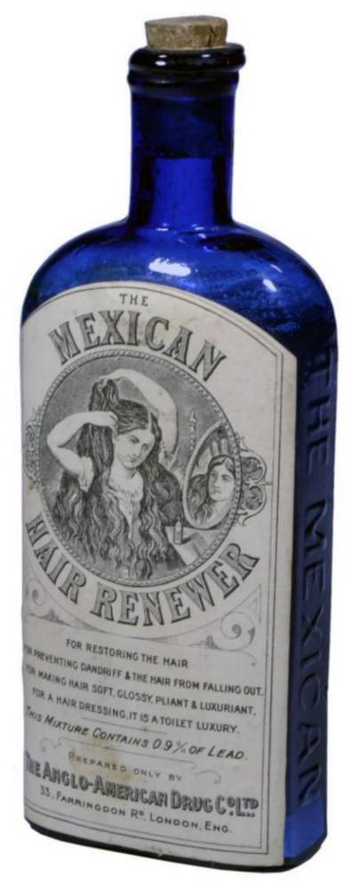 Mexican Hair Renewer Cobalt Blue Bottle