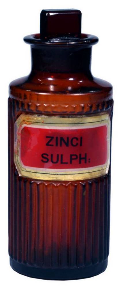 Zinci Sulph Amber Glass Pharmacists Jar