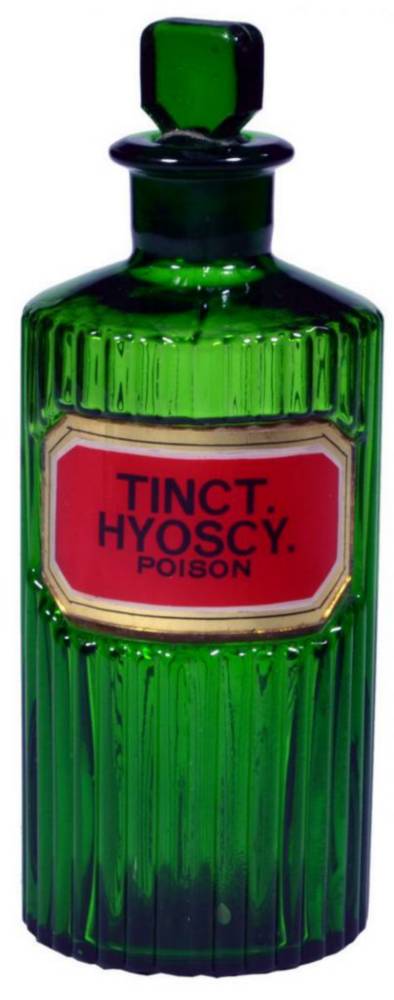 Tinct Hyoscy Poison Green Glass Pharmicists Bottle