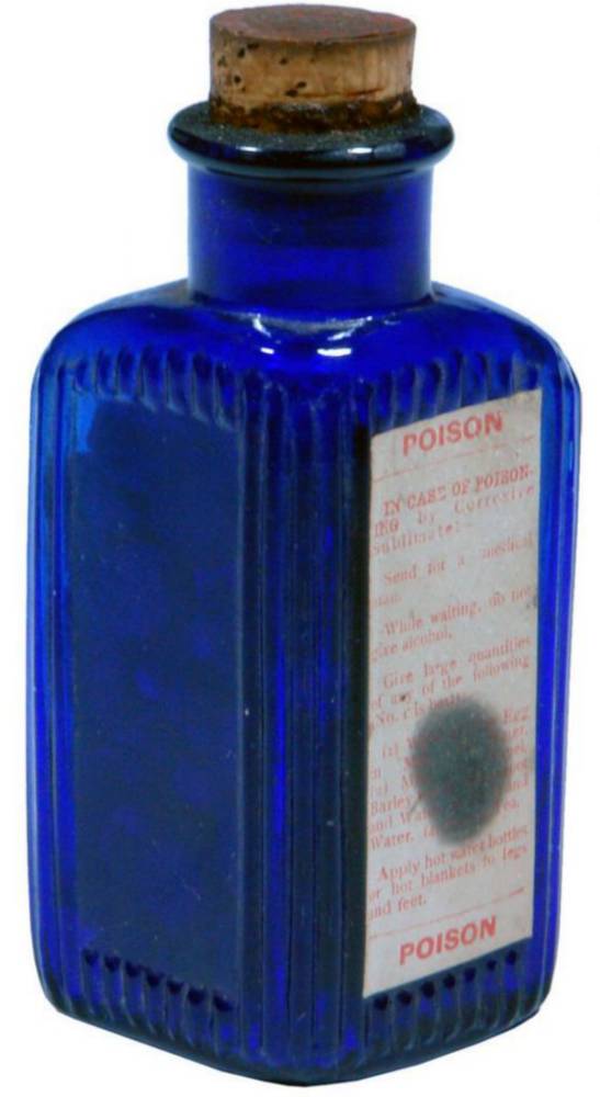 Burroughs Wellcome Soloid Corrosive Sublimate Cobalt Bottle
