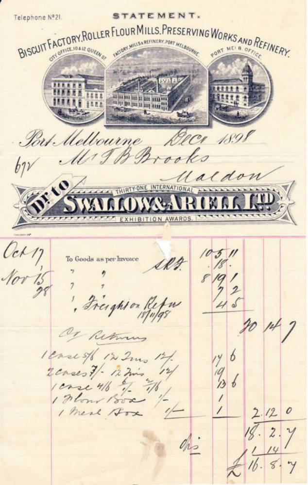 Swallow Ariell Biscuit Factory Port Melbourne Letterhead