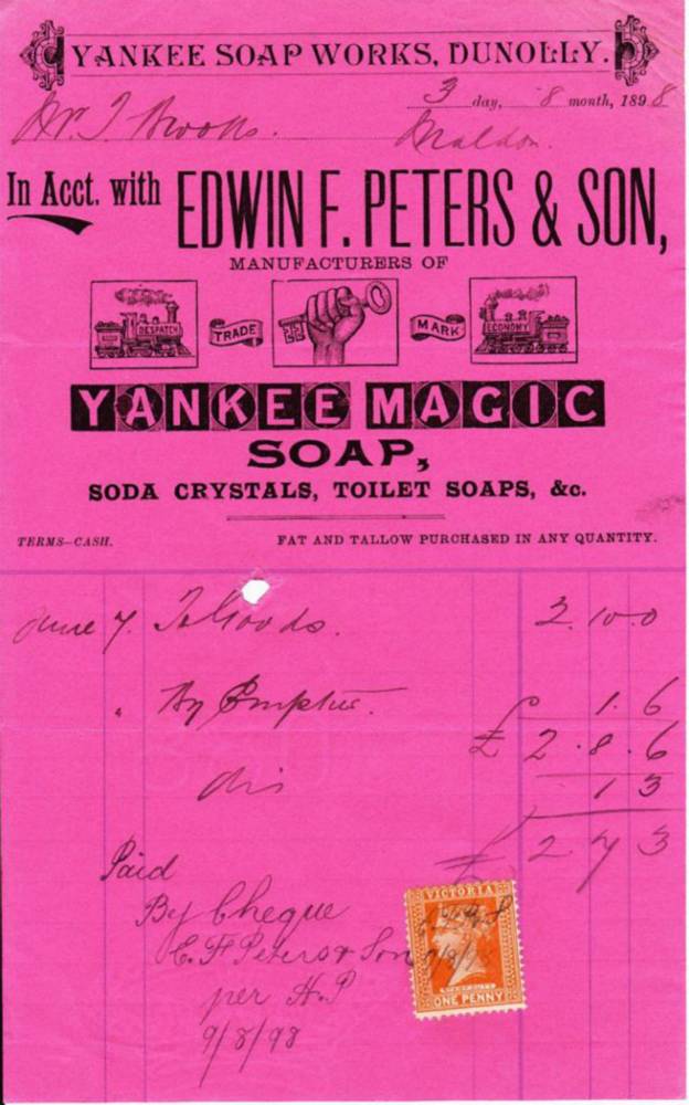 Yankee Soap Works Dunolly Peters Letterhead
