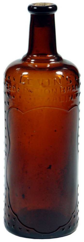 Levin's Federation Formalin Sickle Amber Glass Bottle
