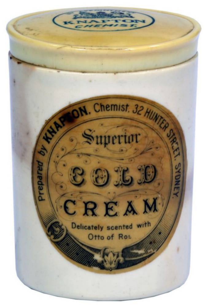 Knapton Chemist Hunter Street Sydney Cold Cream Pot