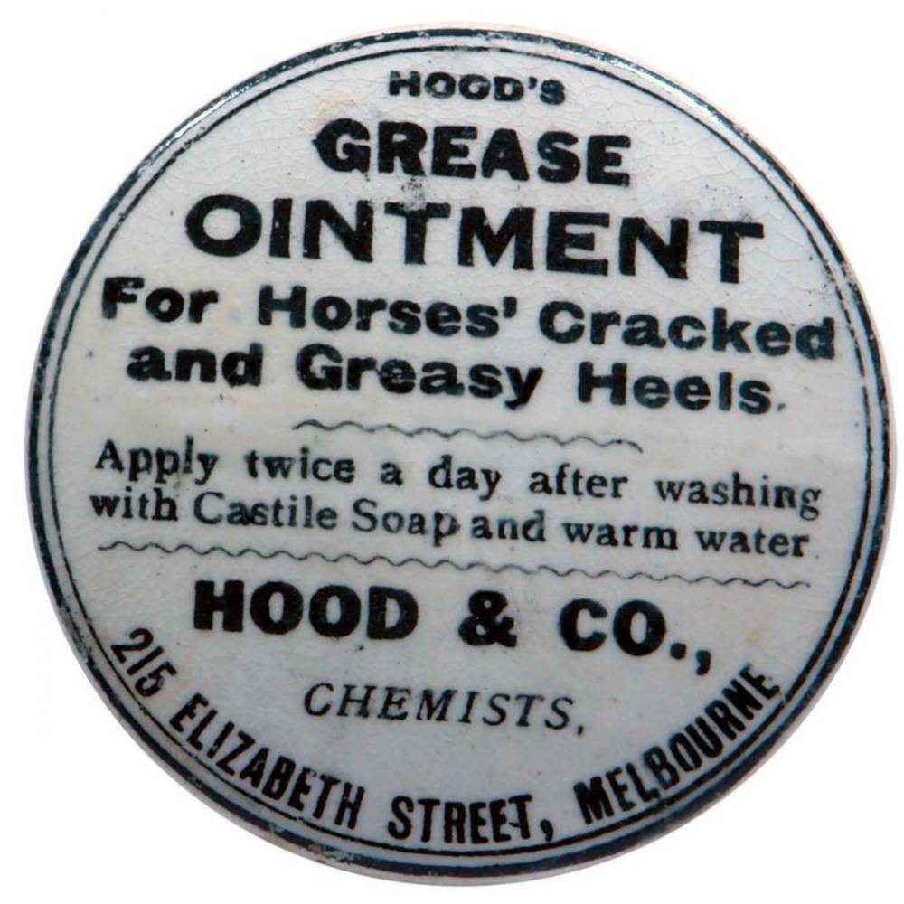 Hood's Grease Ointment Elizabeth Street Melbourne Potlid