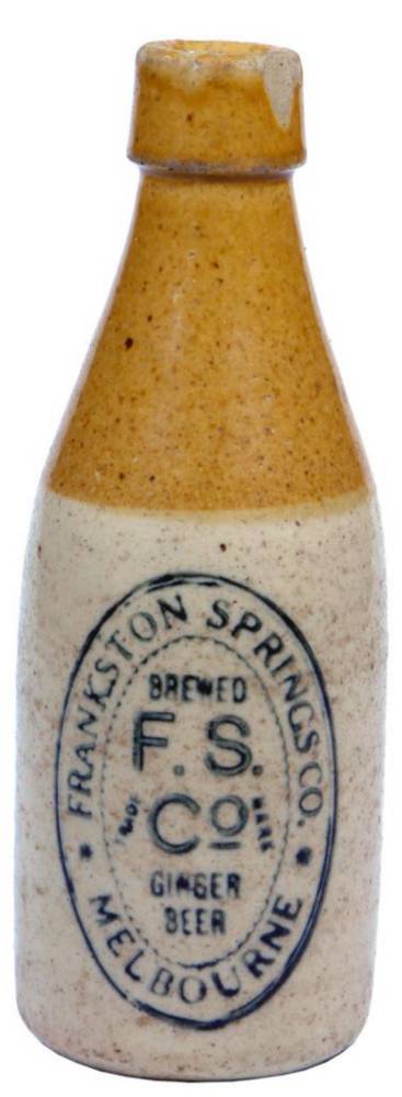 Frankston Springs Melbourne Stoneware Ginger Beer Bottle