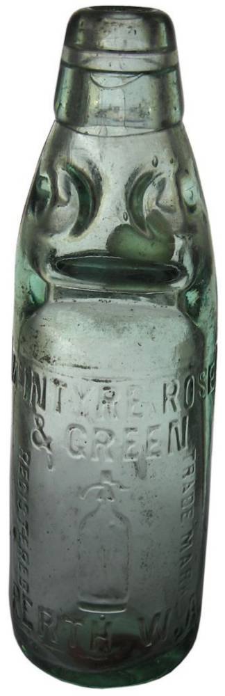 McIntyre Rose Green Perth Syphon Codd Bottle