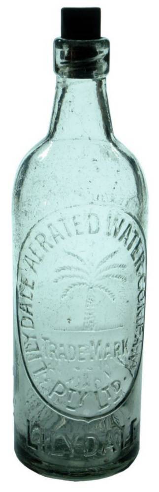 Lilydale Aerated Waters Fern Tree Riley Patent Bottle
