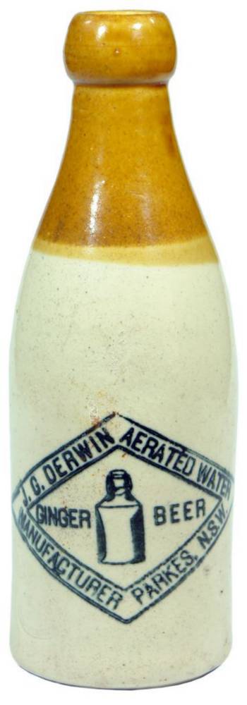 Derwin Aerated Waters Parkes Ginger Beer Bottle