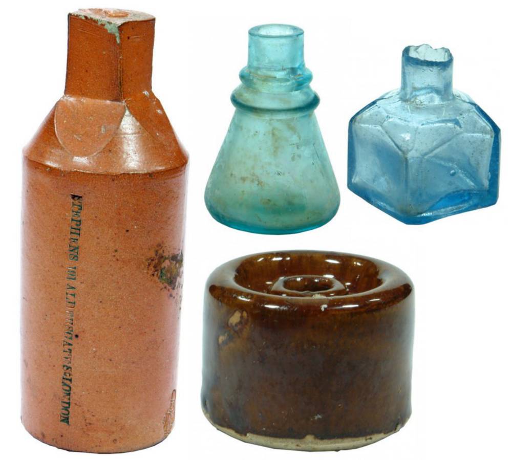 Stoneware Glass Inkwells Ink Bottles