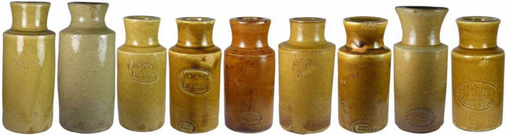 Vickery's Emulsion Bendigo Pottery Stoneware Jars