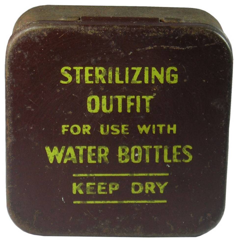 Sterilizing Outfit Water Bottles Vintage Tin