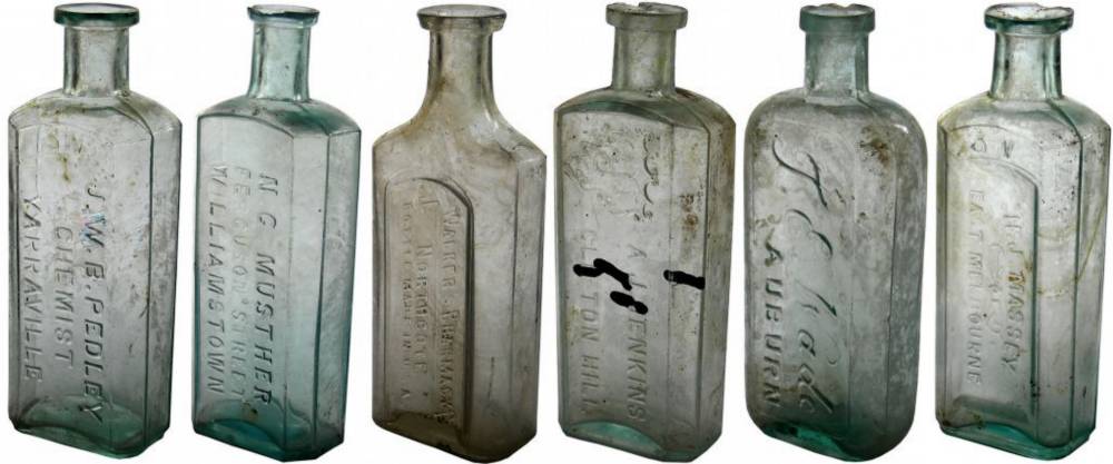 Pedley Musther Jenkins Massey Yarraville Auburn Chemist Bottles