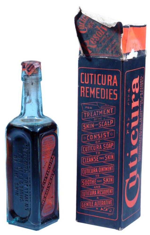 Cuticura Remedies Box Labelled Cure Bottle