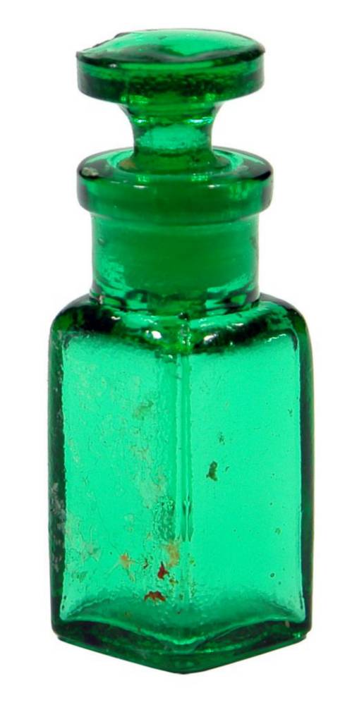 Green glass Corn Cure Applicator Stopper Bottle