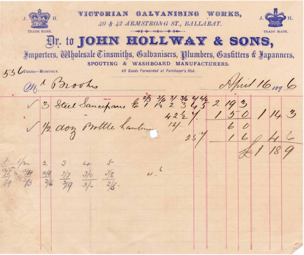 Victorian Galvanising Works Ballarat John Hollway Letterhead
