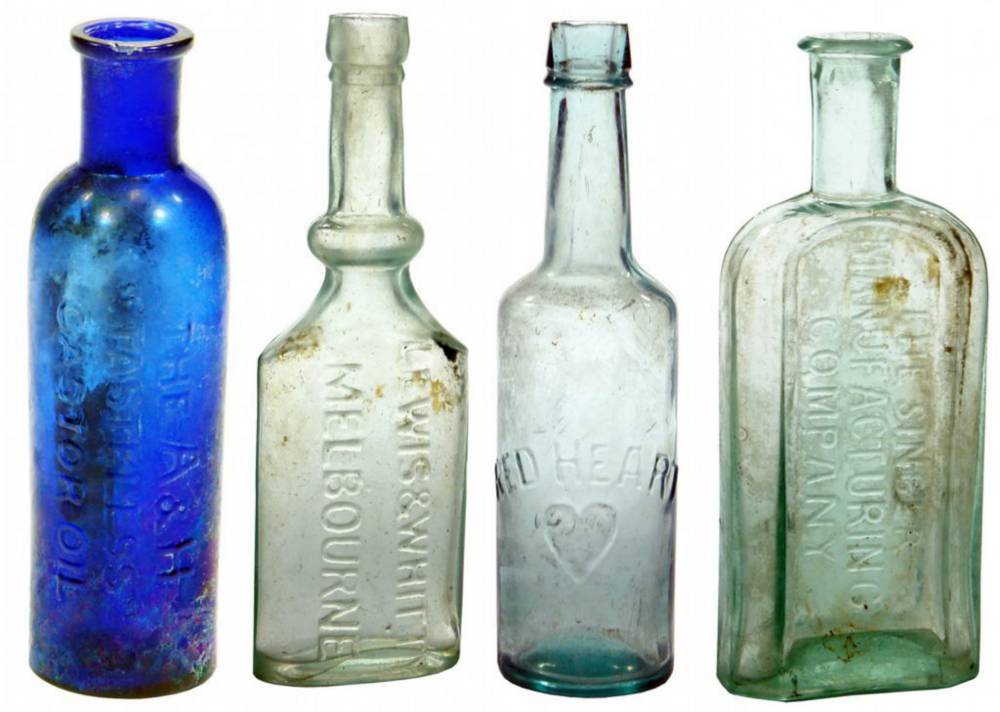 Blue Aqua Glass Antique Bottles