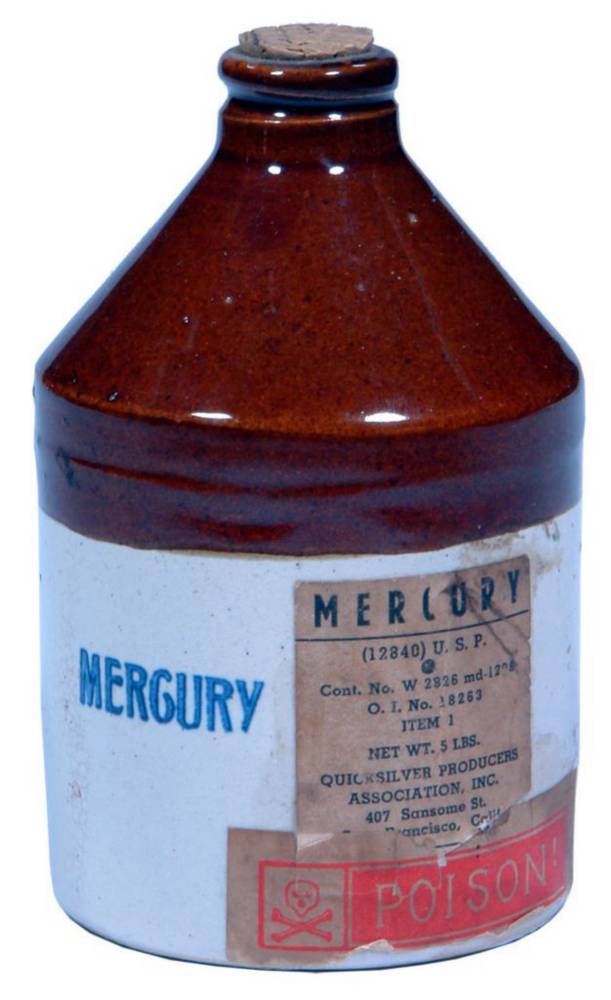 Mercury Quicksilver San Francisco California Stoneware Jar