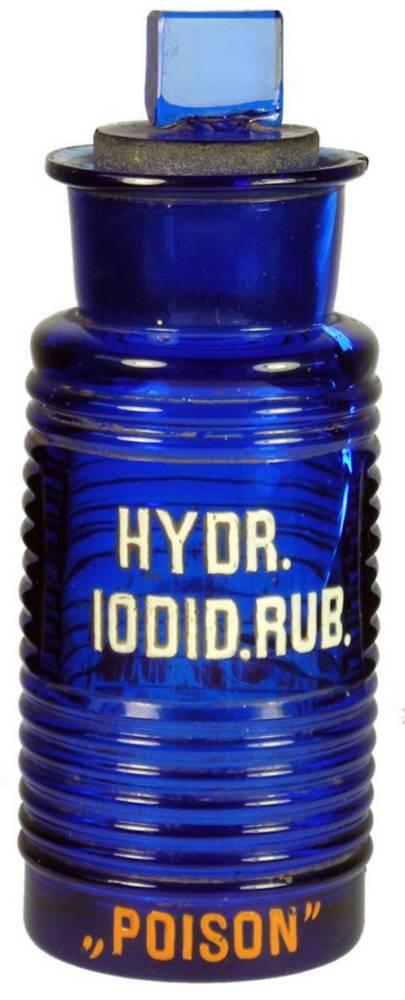Hydr Iodid Poison Cobalt Blue Pharmcist Jar